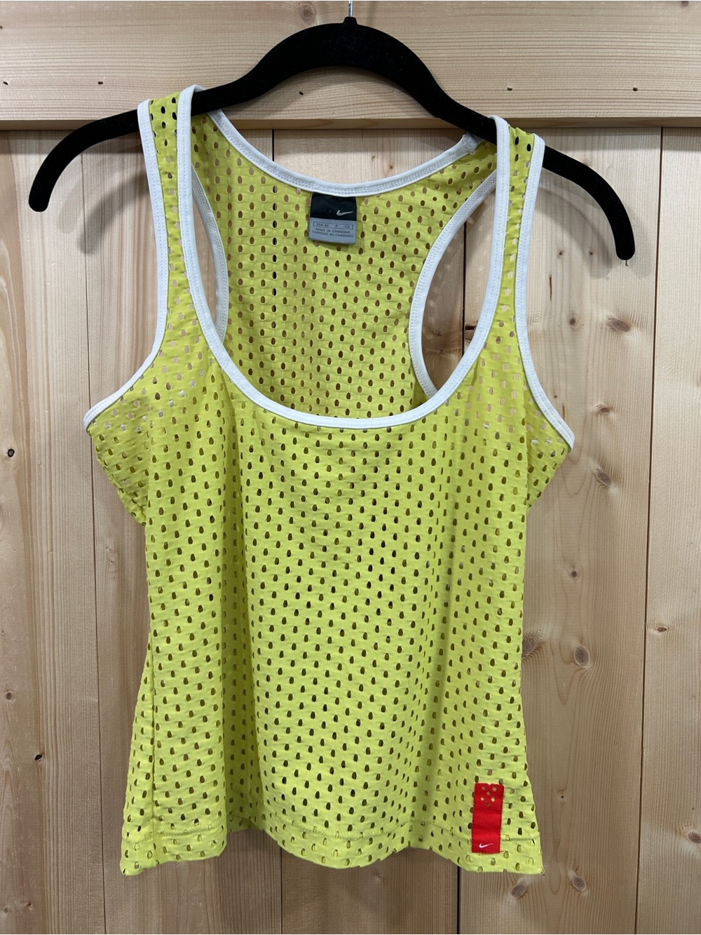 Vintage Nike Yellow Perforated Mesh Racerback Athletic Tank- Sz Small 4/6 Y2K